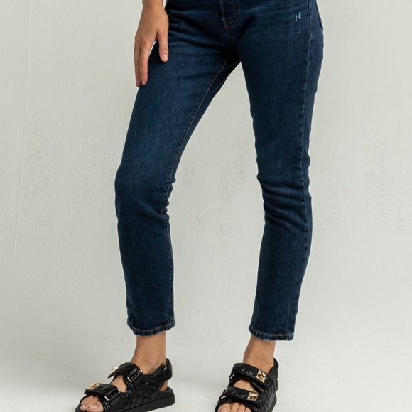 Levi's 501 Skinny Dark Distressed Salsa NWT Button Fly Jeans 25 W x 30 L - Picture 7 of 12